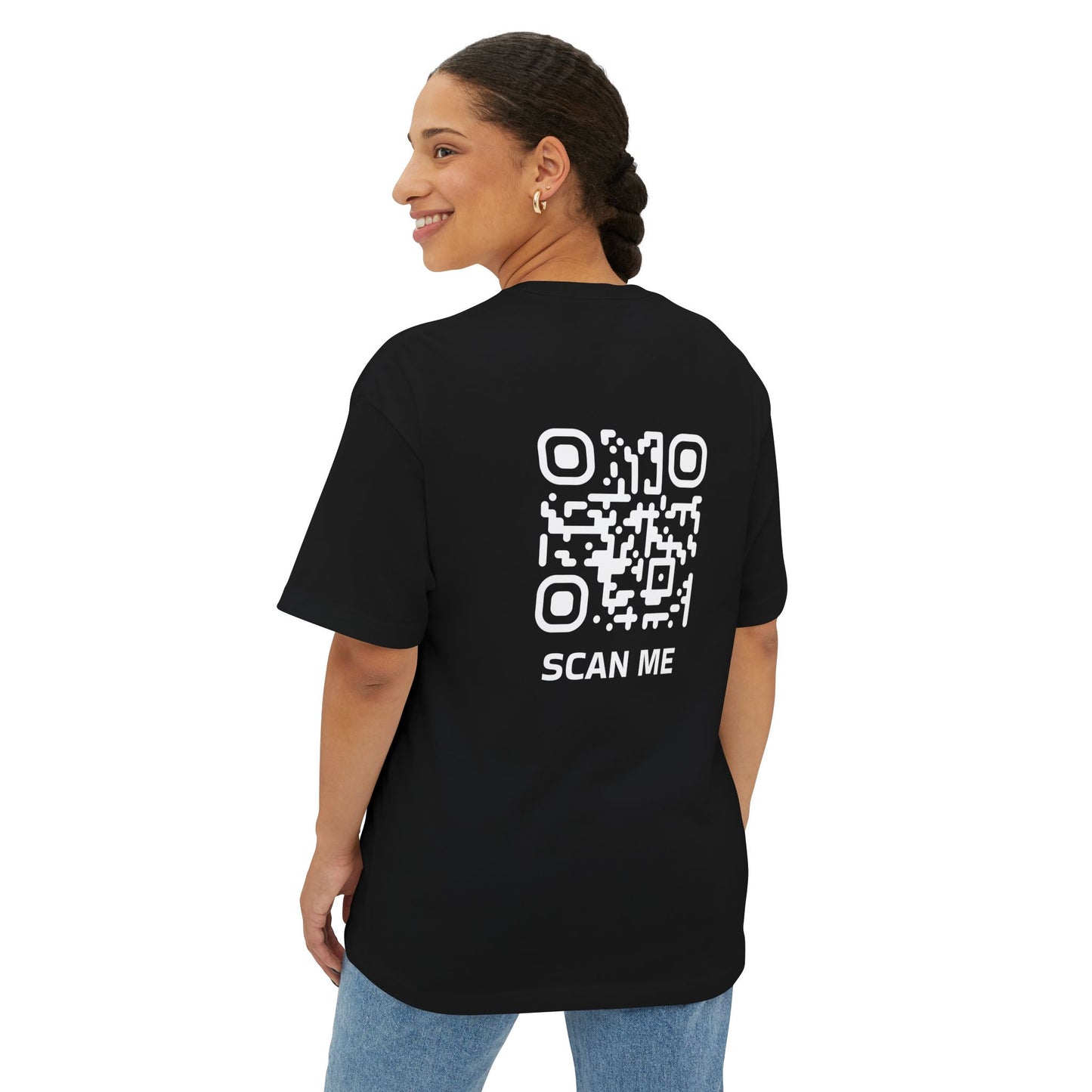 Rounded White Scan Me QR Code Tshirt